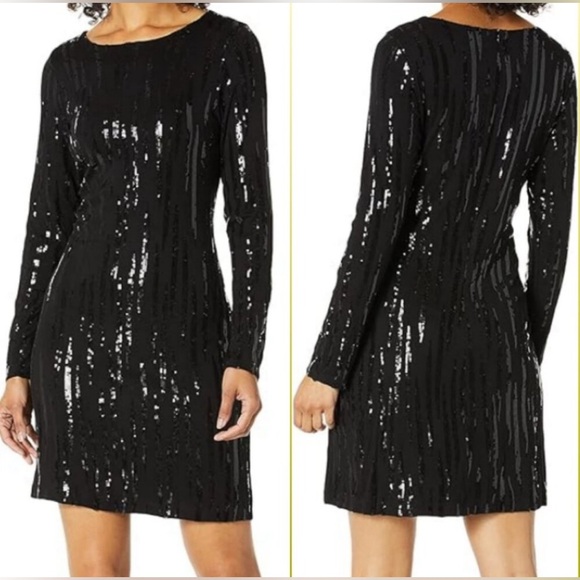 Karen Kane Dresses & Skirts - NWT Karen Kane Starlight Black Sequins Sheath Dress Long Sleeve XL